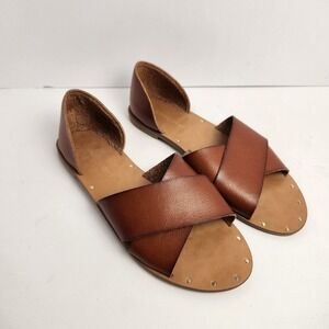 Cynthia Rowley Fiona Women's Casual Brown Leather Slip-On Sandals Size 9.5